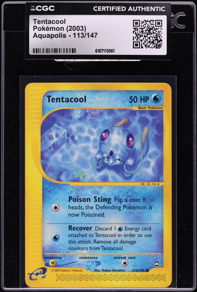 2003 Pokemon Aquapolis Tentacool #113 CGC AUTH