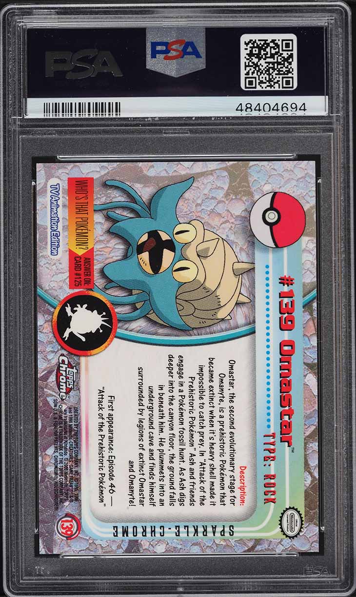 2000 Topps Chrome Pokemon Series 2 Sparkle Omastar #139 PSA 10 GEM MINT