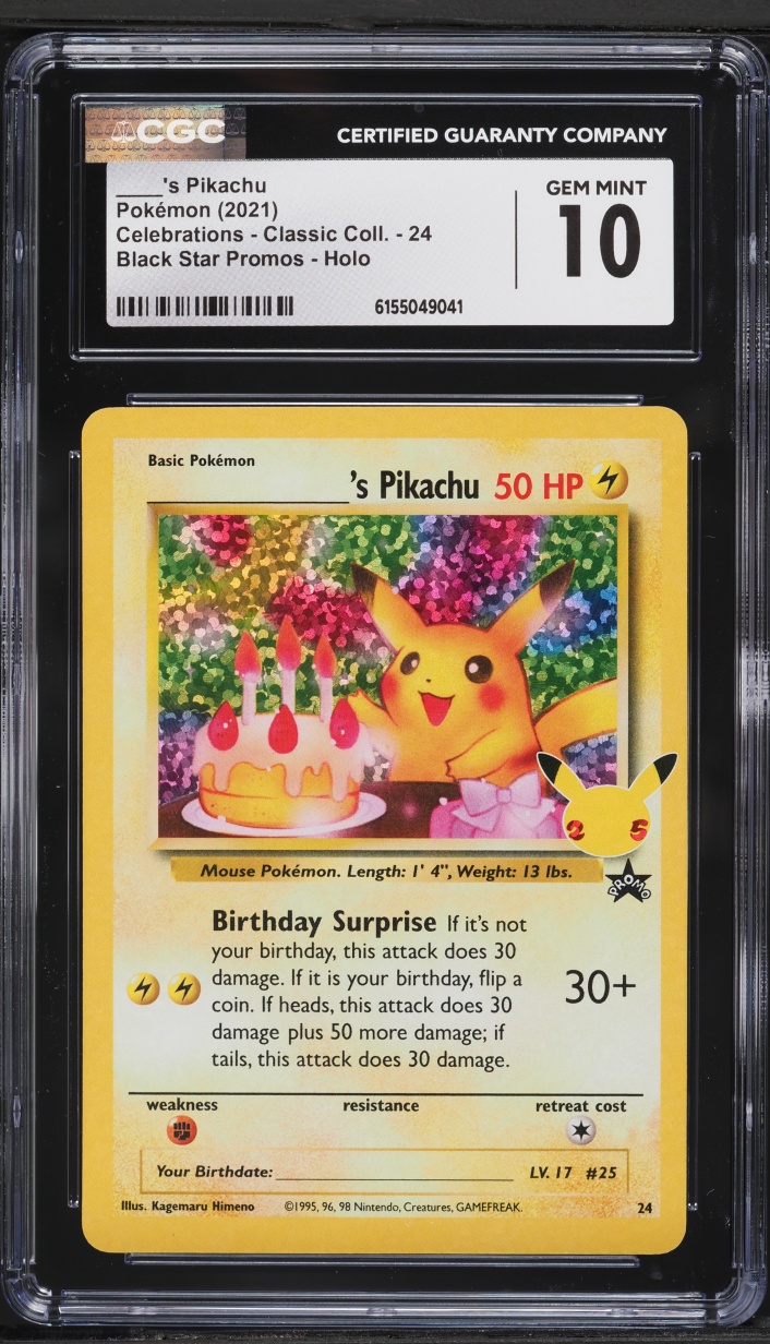 2021 Pokemon SWSH Promo Celebrations Classic Holo Birthday Pikachu #24 CGC 10 GEM MINT