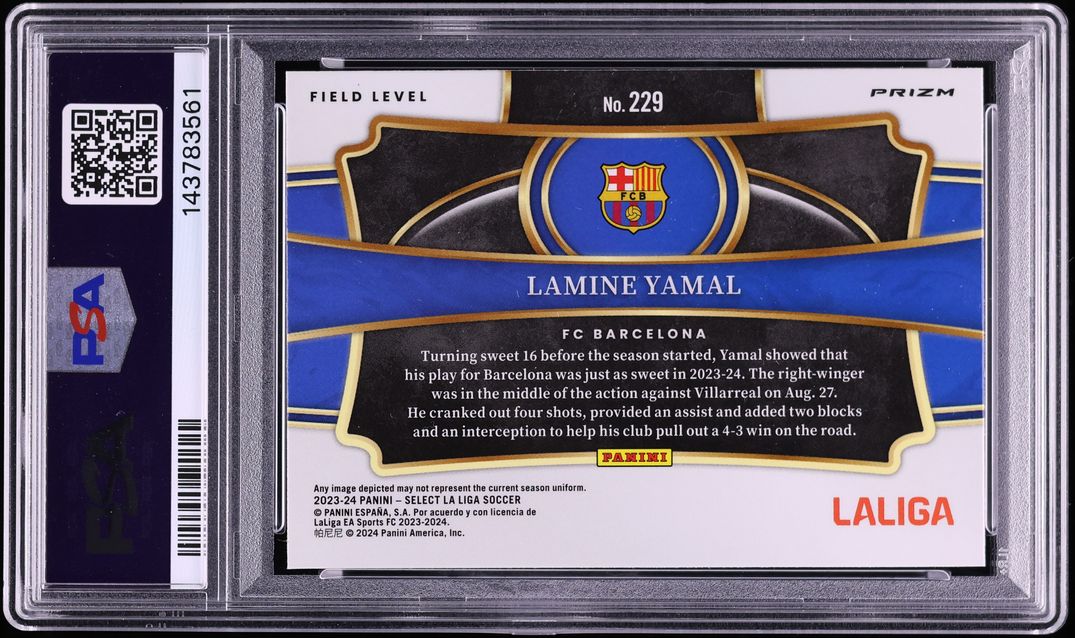 2023 Select La Liga Field Level White Sparkle Lamine Yamal ROOKIE #229 PSA 10 GEM MINT