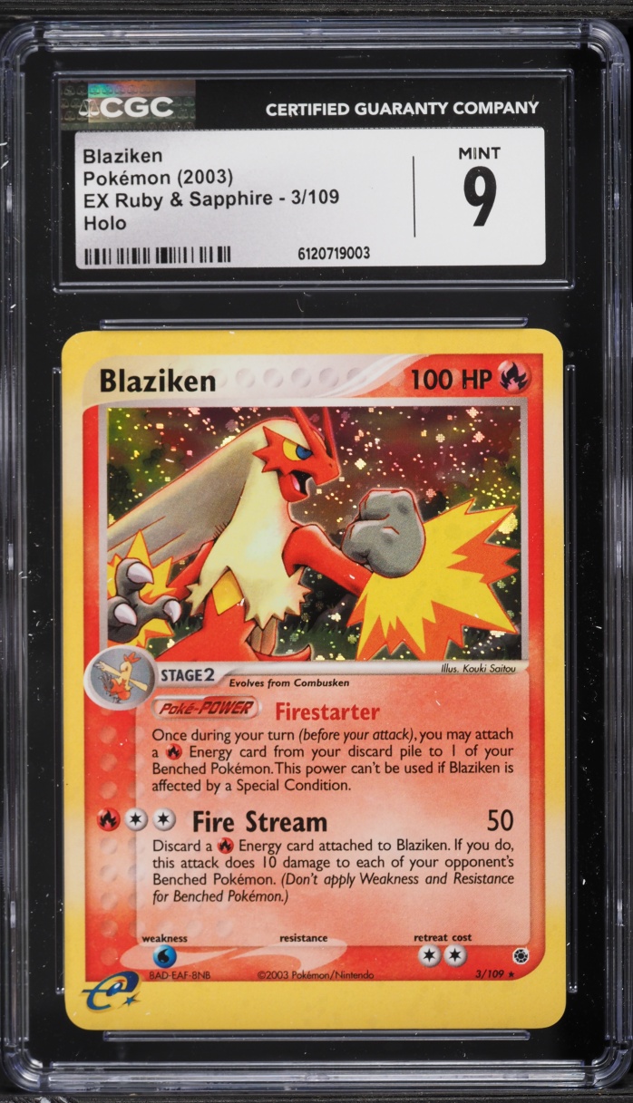 2003 Pokemon EX Ruby & Sapphire Holo Blaziken #3 CGC 9 MINT