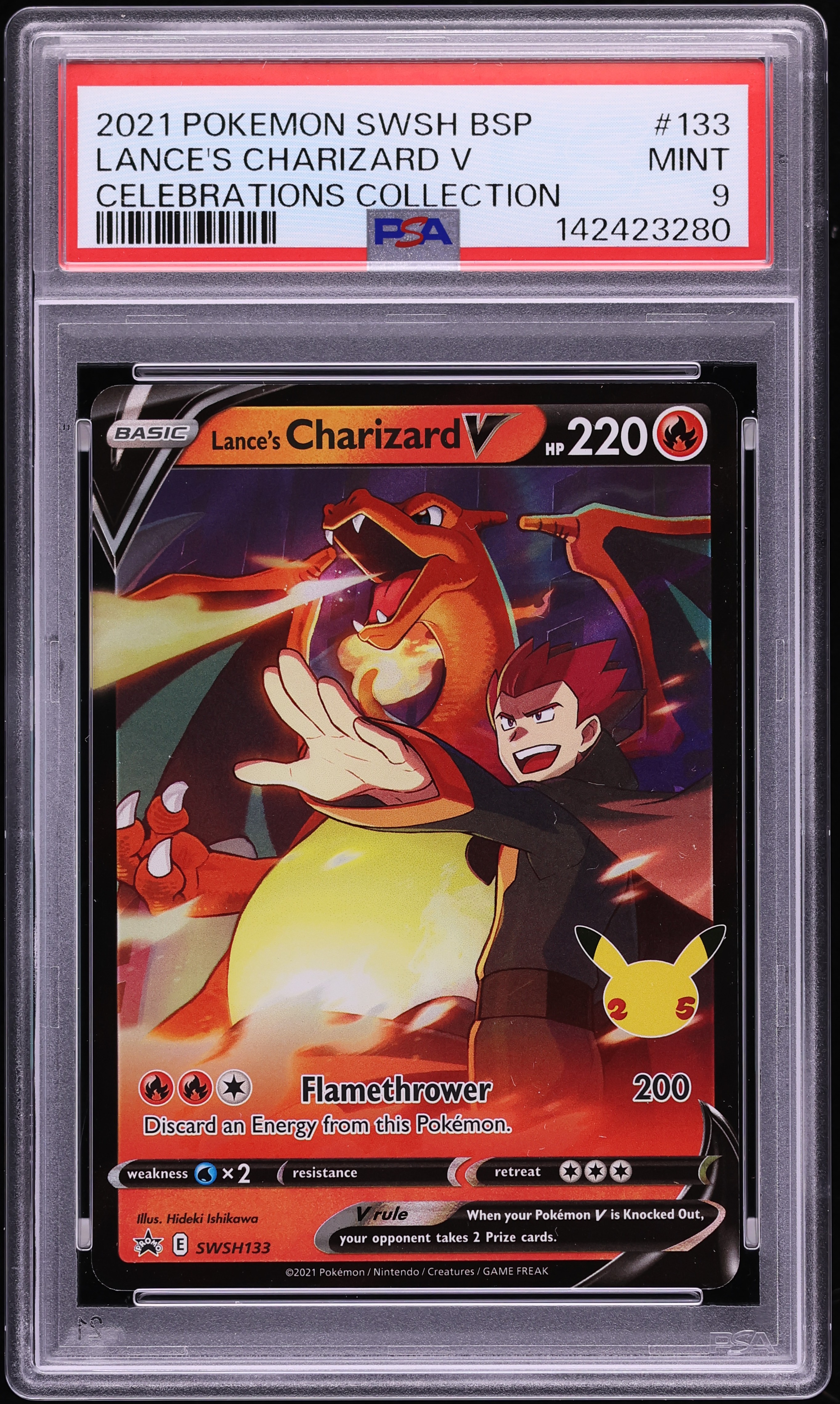 2021 Pokemon Sword & Shield Promo Celebrations Holo Lance's Charizard V #SWSH133 PSA 9 MINT