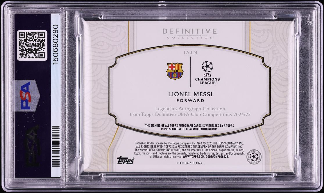 2024 Topps Definitive Collection UEFA Legendary Lionel Messi AUTO /25 #LM PSA 10 GEM MINT