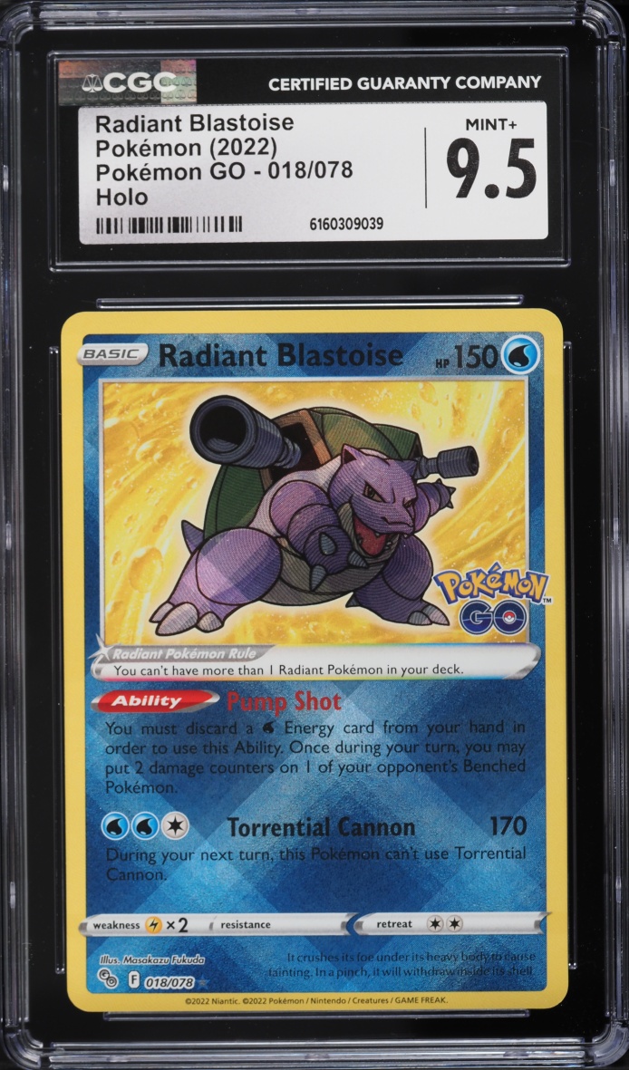 2022 Pokemon Sword & Shield GO Holo Radiant Blastoise #18 CGC 9.5 MINT+