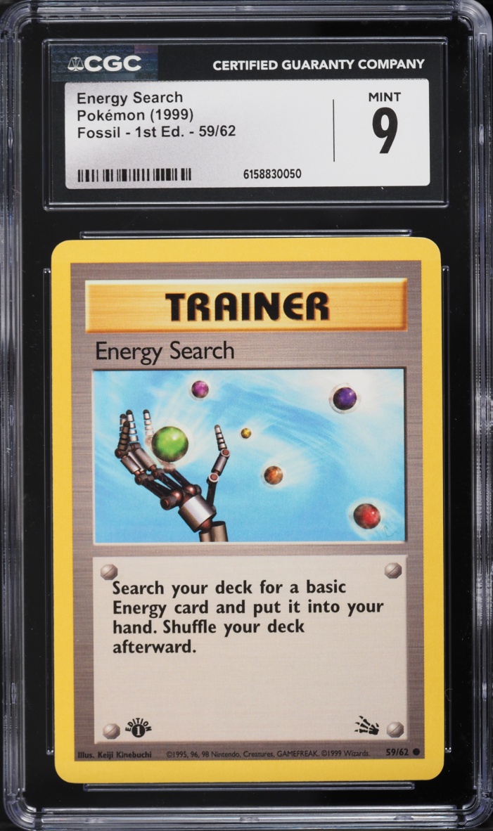 1999 Pokemon Fossil 1st Edition Energy Search #59 CGC 9 MINT