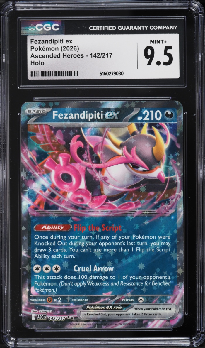 2026 Pokemon Mega Evolution Ascended Heroes Holo Fezandipiti EX #142 CGC 9.5 MINT+