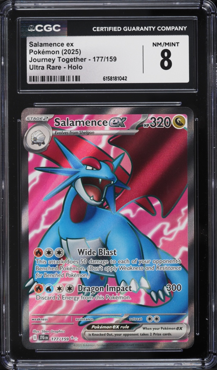 2025 Pokemon Scarlet & Violet Journey Together Full Art Salamence Ex #177 CGC 8 NM-MT