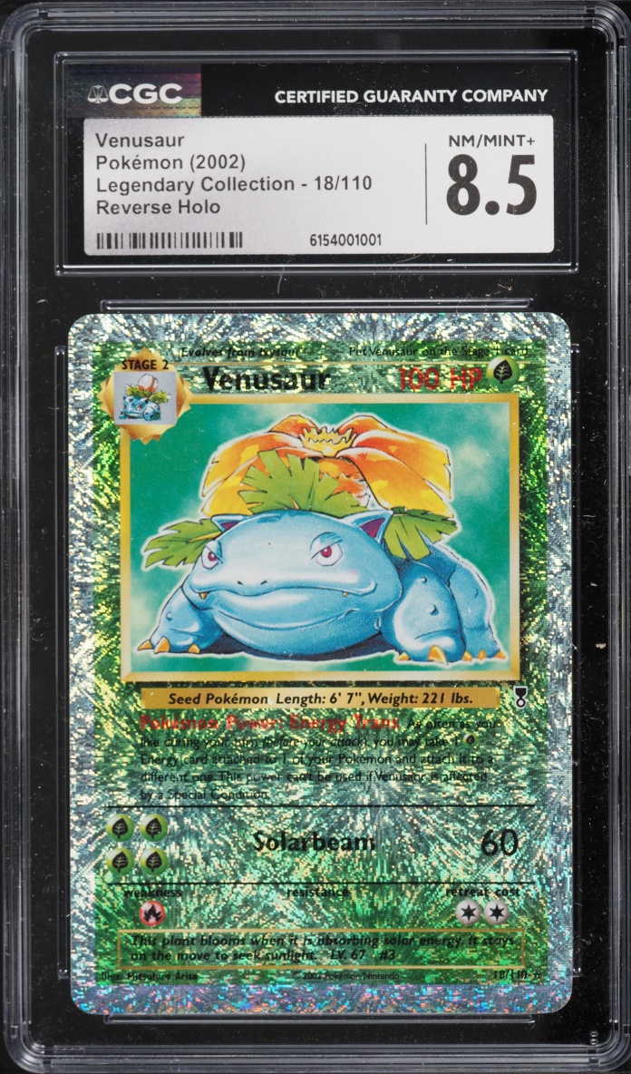 2002 Pokemon Legendary Collection Reverse Holo Venusaur #18 CGC 8.5 NM-MT+