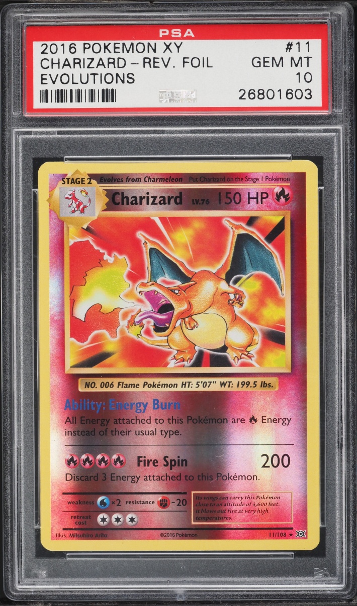 2016 Pokemon XY Evolutions Reverse Holo Charizard #11 PSA 10 GEM MINT