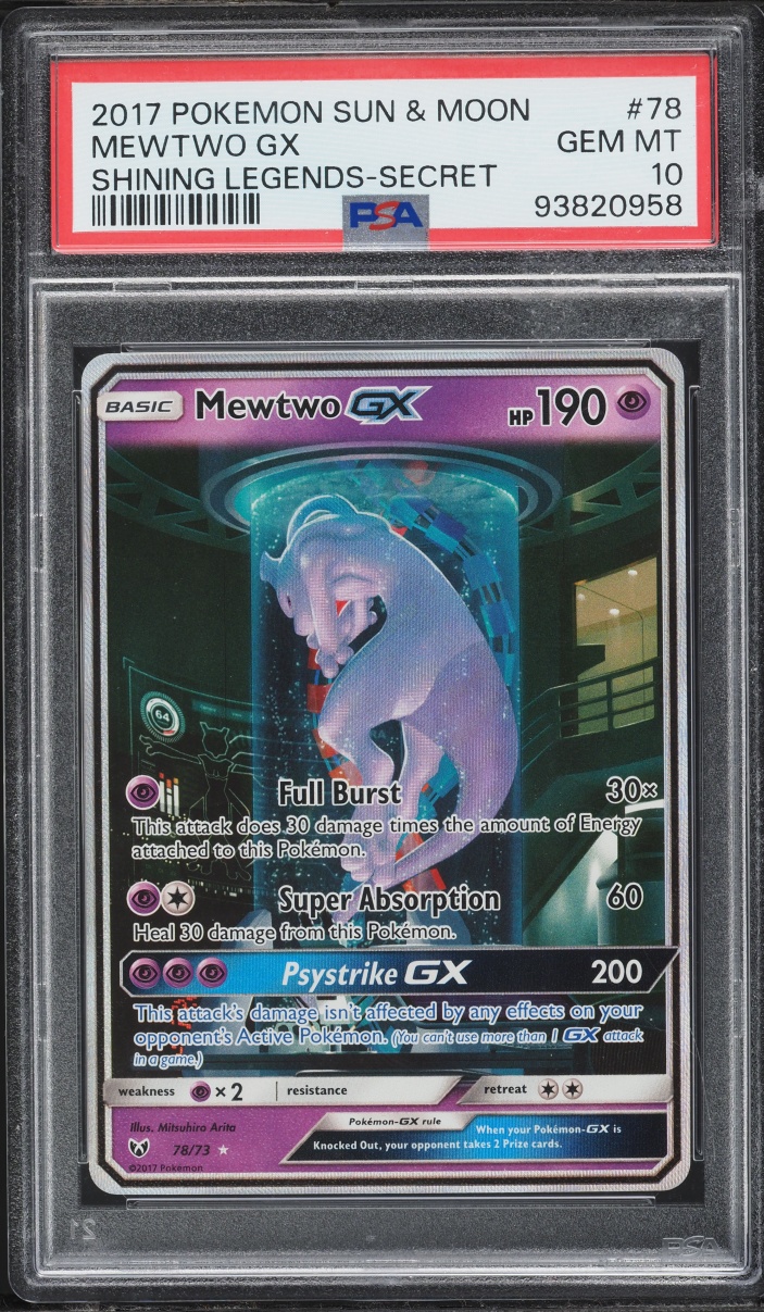 2017 Pokemon Sun & Moon Shining Legends SEC Mewtwo GX #78 PSA 10 GEM MINT