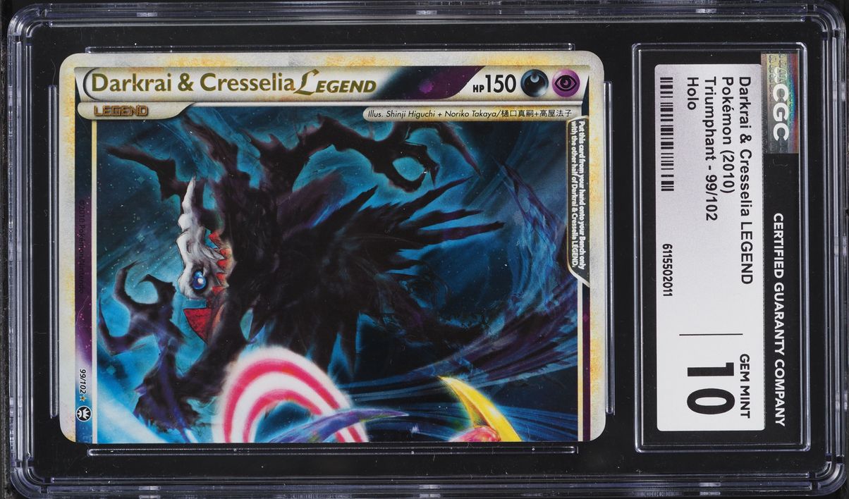 2010 Pokemon HeartGold & SoulSilver Triumphant Holo Darkrai & Cresselia LEGEND #99 CGC 10 GEM