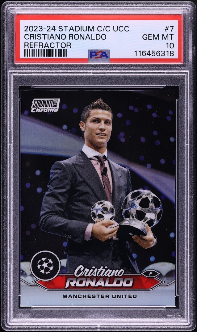 2023 Stadium Club Chrome UEFA CC Refractor Cristiano Ronaldo #7 PSA 10 GEM MINT