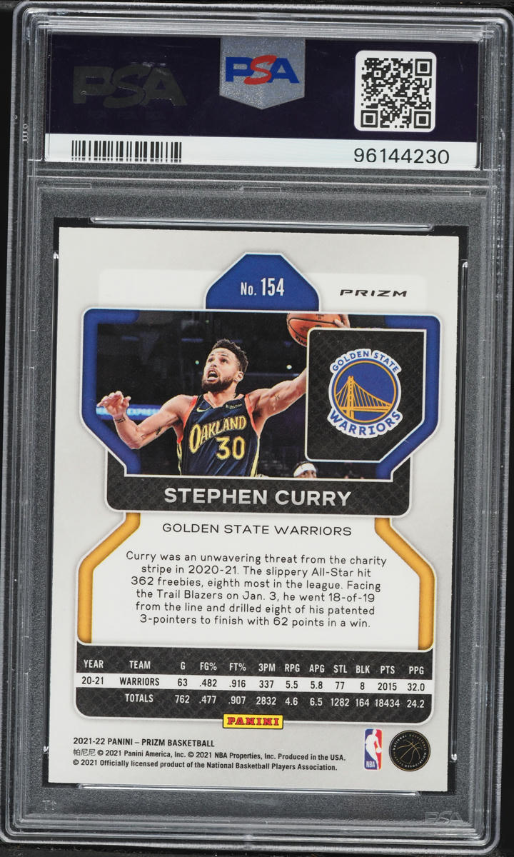 2021 Panini Prizm NBA 75th Stephen Curry #154 PSA 9 MINT