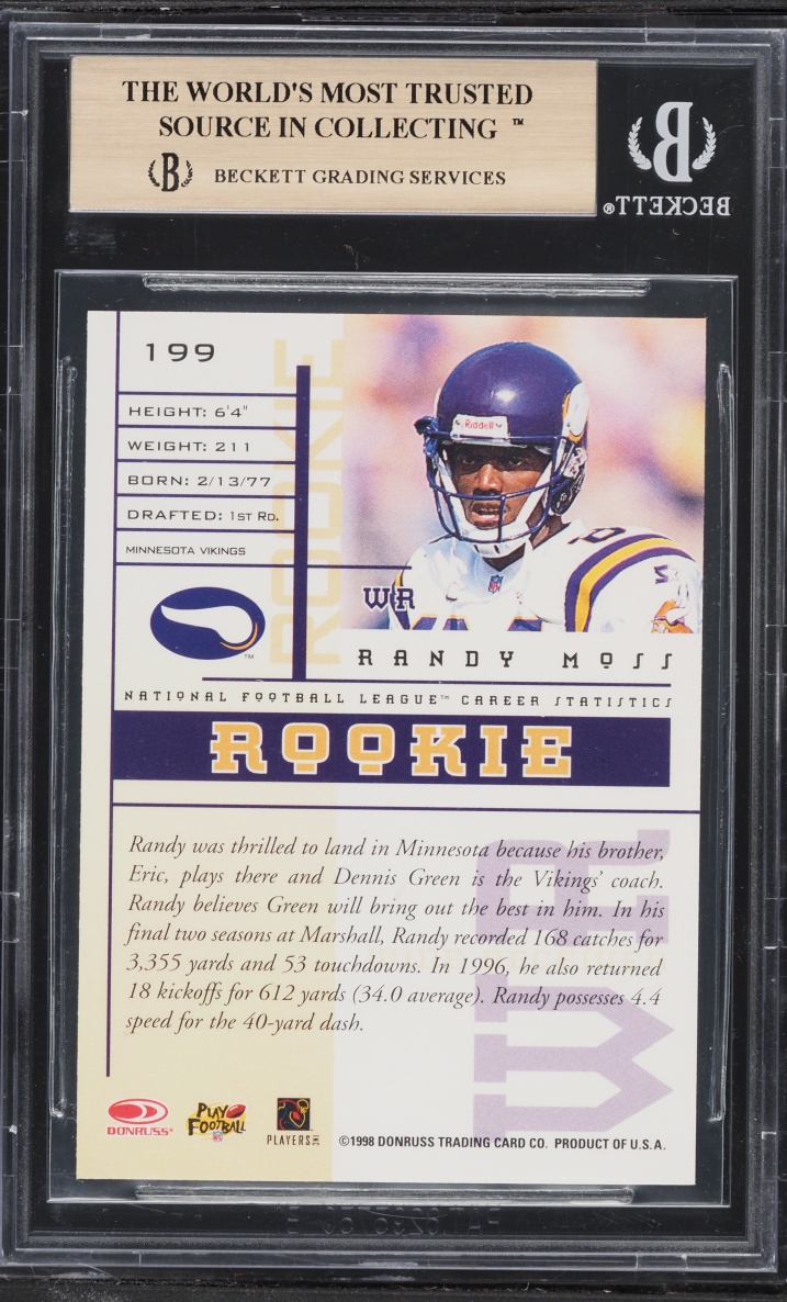 1998 Leaf Rookies & Stars Randy Moss ROOKIE #199 BGS 9.5 GEM MINT