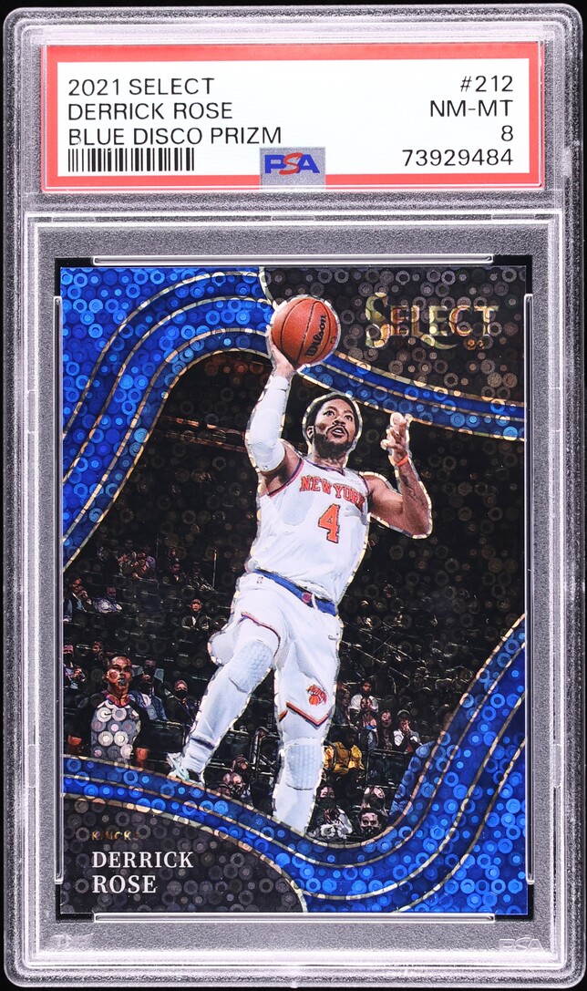 2021 Select Courtside Blue Disco Prizm Derrick Rose /25 #212 PSA 8 NM-MT