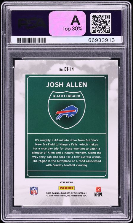 2018 Donruss Optic Downtown Josh Allen ROOKIE #DT-14 PSA 10 GEM MINT