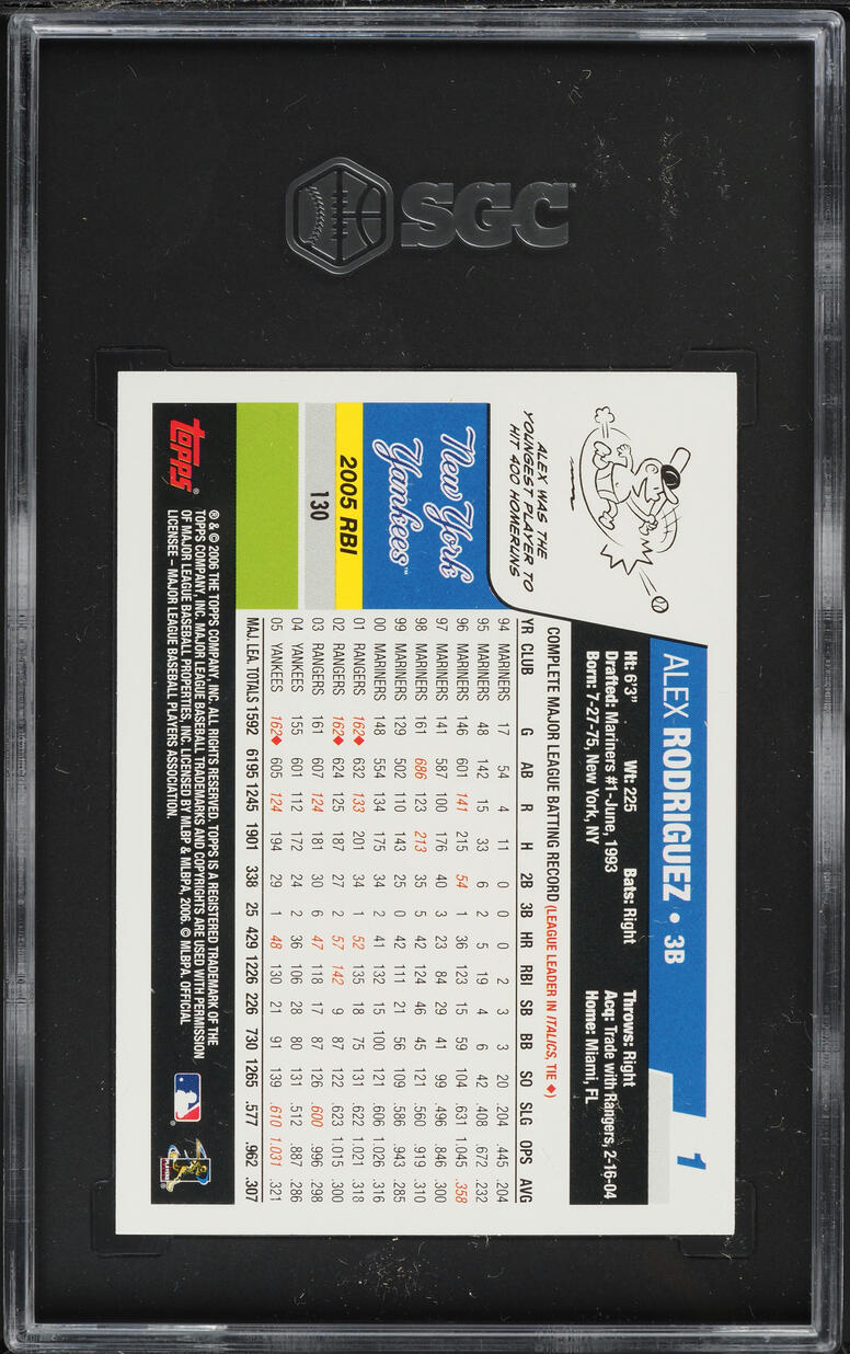 2006 Topps Alex Rodriguez #1 SGC 10 GEM MINT