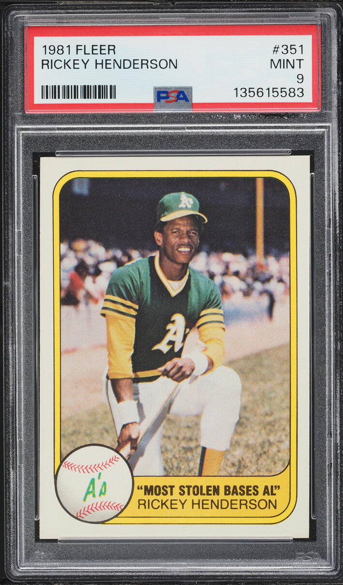 1981 Fleer Rickey Henderson #351 PSA 9 MINT