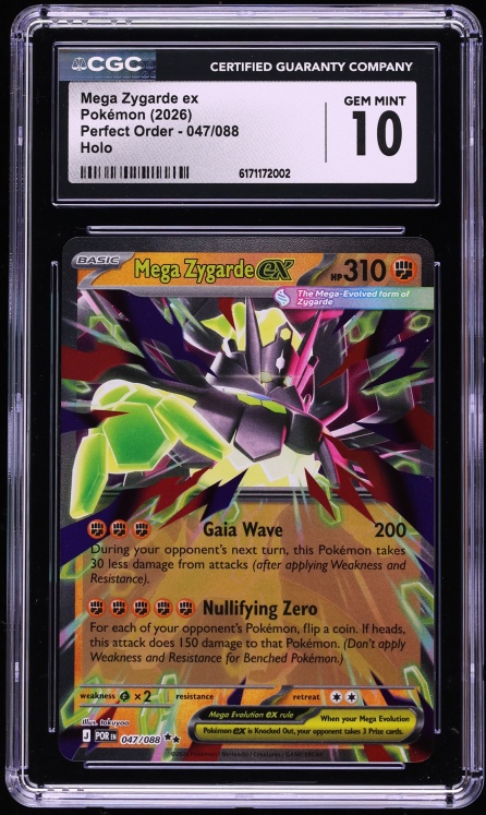 2026 Pokemon Mega Evolution Perfect Order Holo Mega Zygarde EX #47 CGC 10 GEM MINT