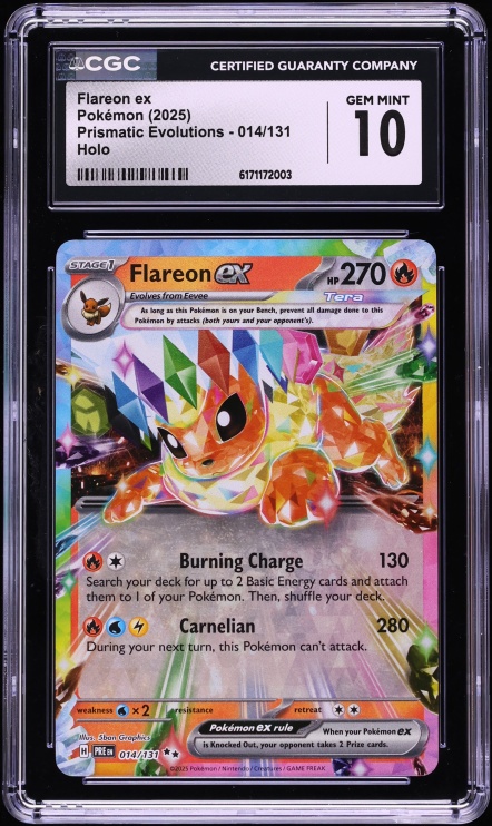 2025 Pokemon Scarlet & Violet Prismatic Evolutions Holo Flareon EX #14 CGC 10 GEM MINT