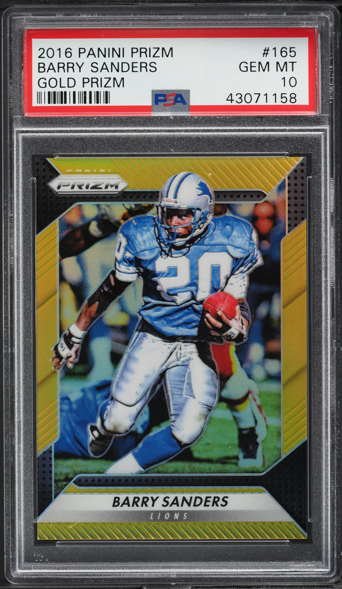 2016 Panini Prizm Gold Barry Sanders /10 #165 PSA 10 GEM MINT - Photo 1