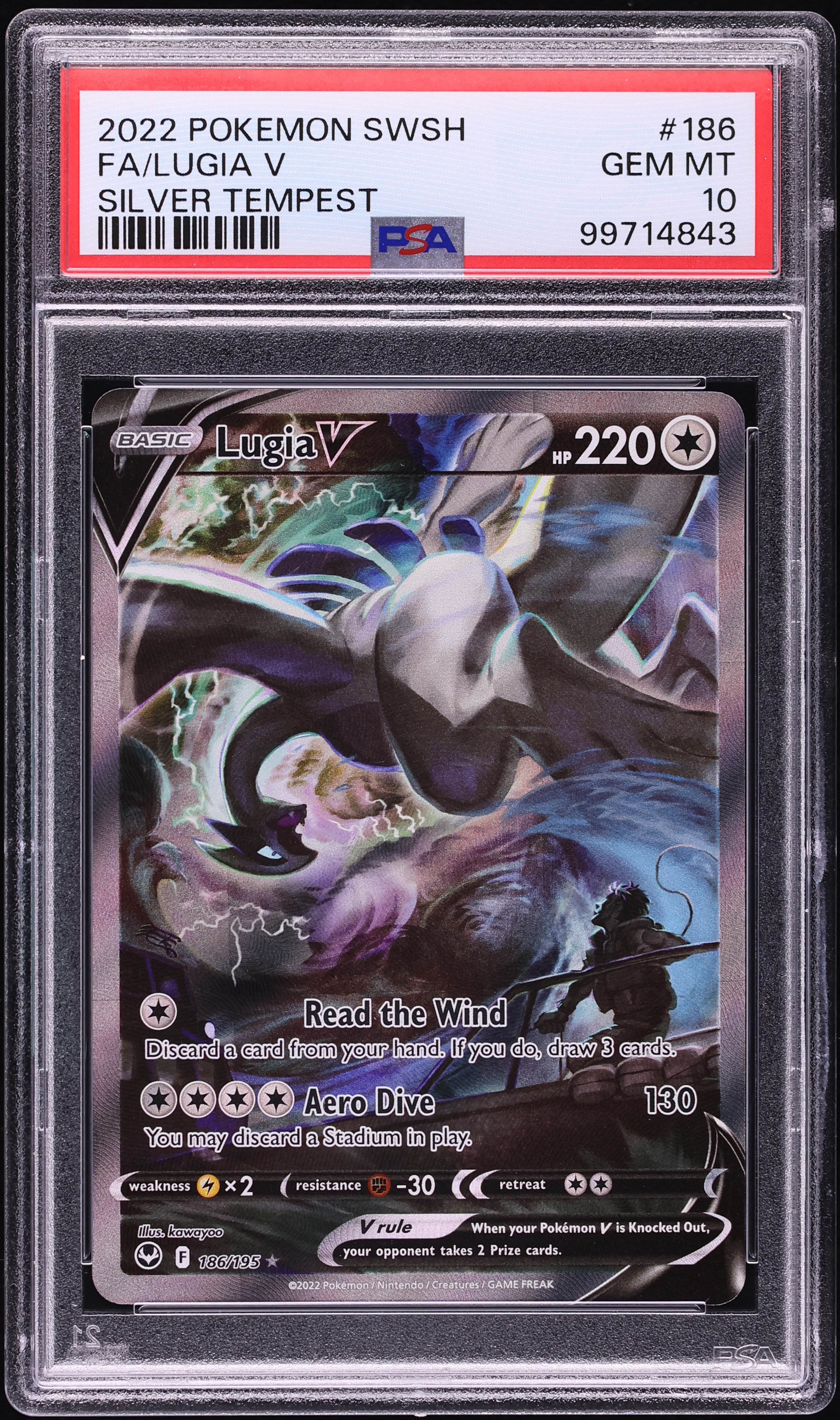 2022 Pokemon Sword & Shield Silver Tempest Full Art Lugia V #186 PSA 10 GEM MINT