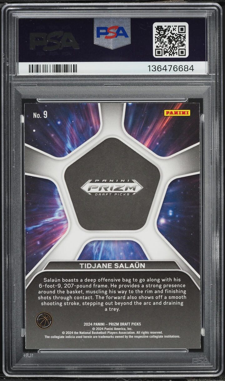 2024 Panini Prizm Draft Picks Deep Space Tidjane Salaun ROOKIE #9 PSA 10 GEM MINT