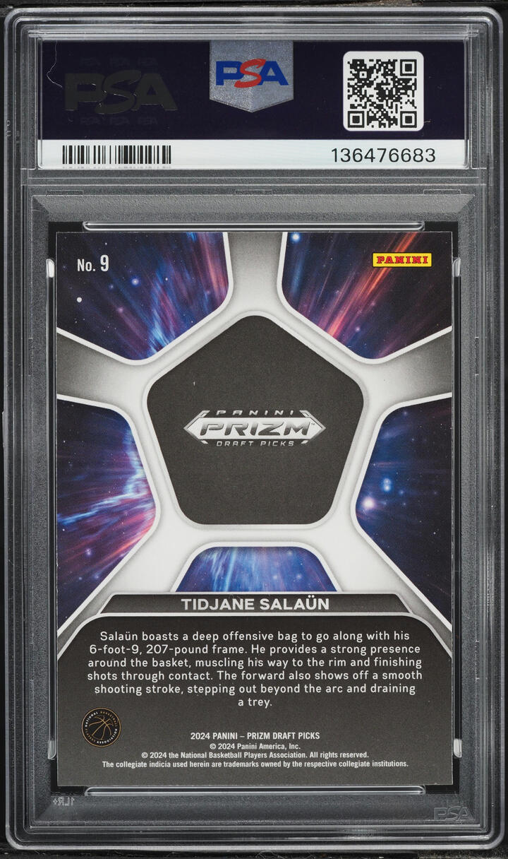 2024 Panini Prizm Draft Picks Deep Space Tidjane Salaun ROOKIE #9 PSA 10 GEM MINT