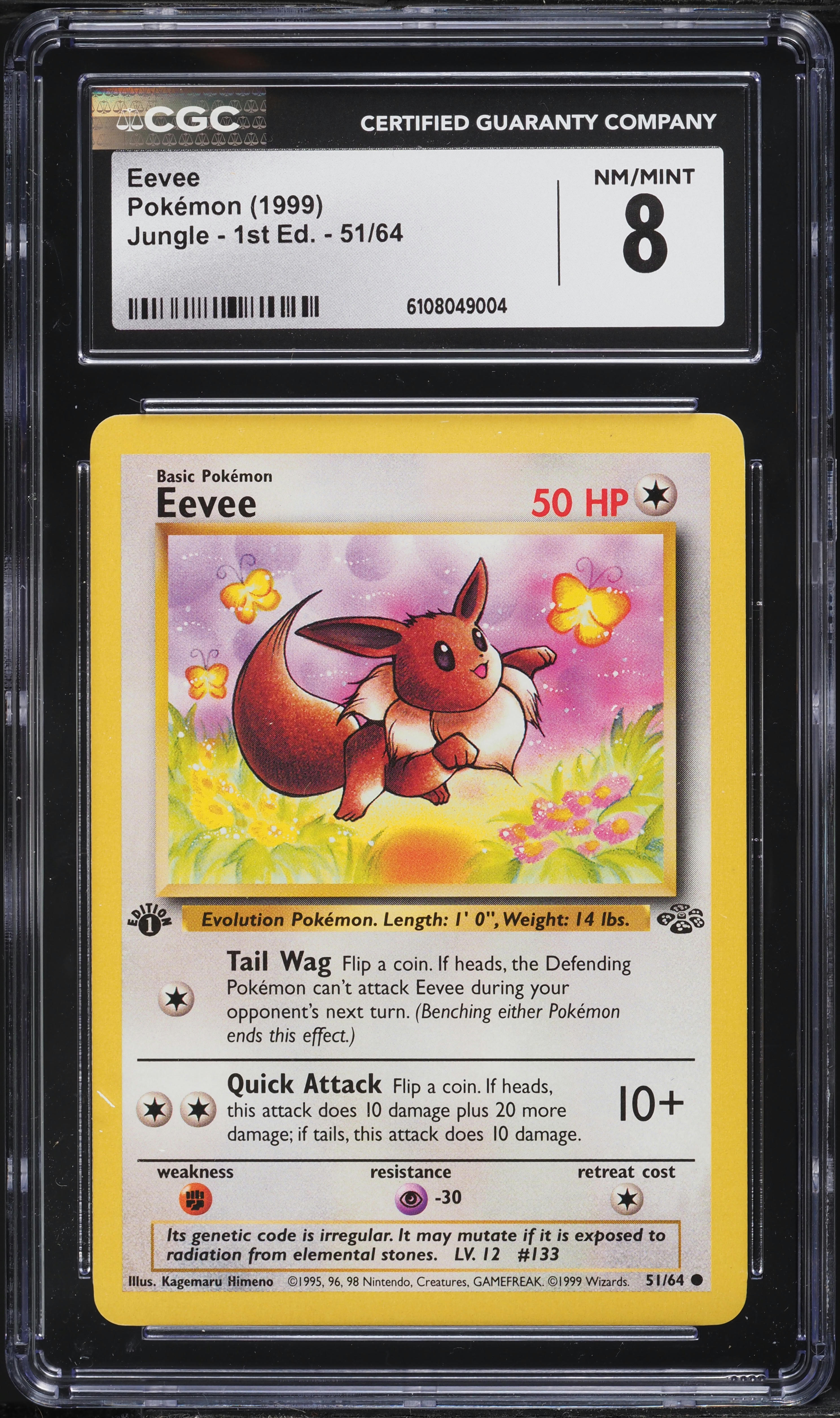 1999 Pokemon Jungle 1st Edition Eevee #51 CGC 8 NM-MT