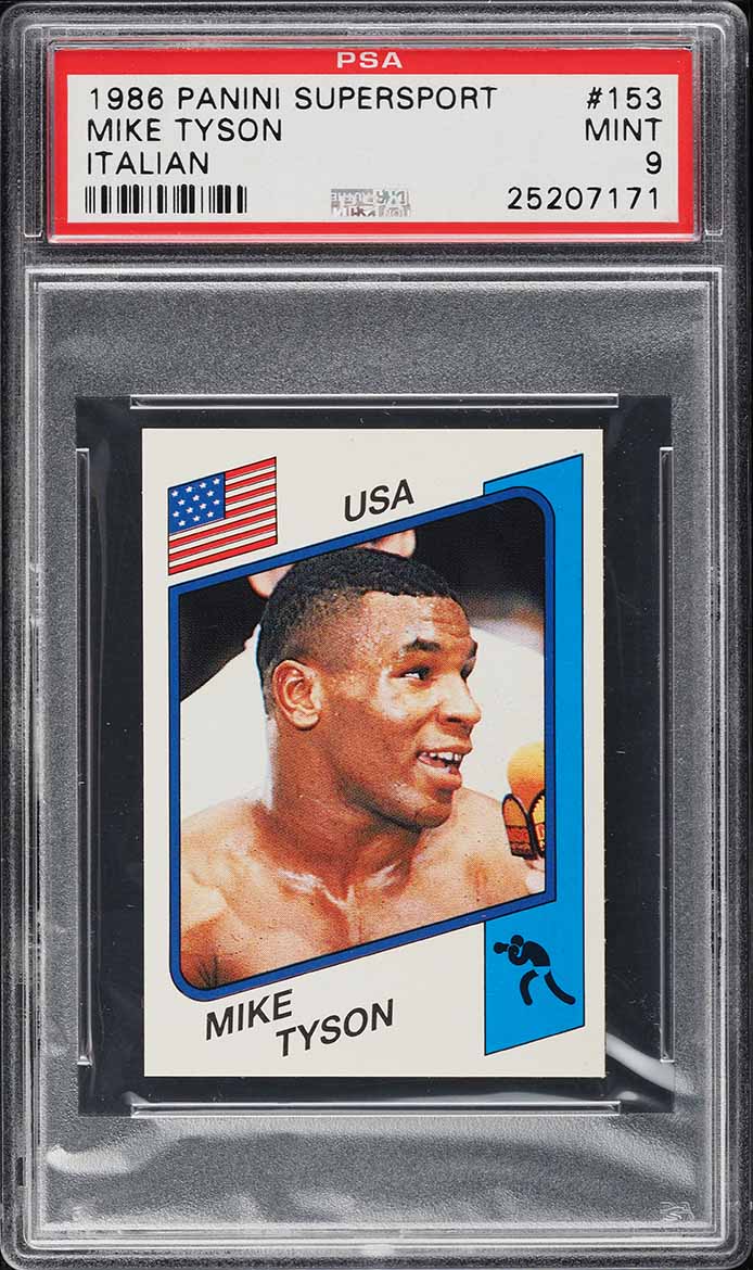 1986 Panini Supersport Italian Boxing Mike Tyson ROOKIE #153 PSA 9 MINT ...