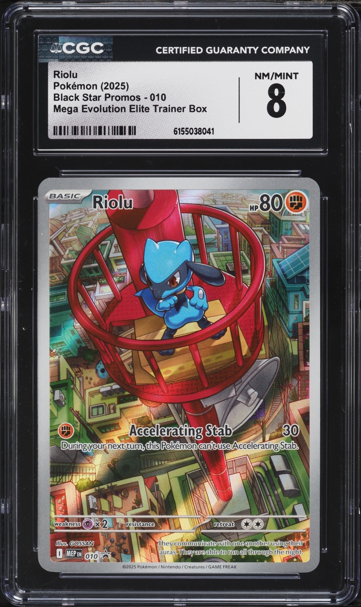 2025 Pokemon Mega Evolution Promo ETB Alt Art Riolu #10 CGC 8 NM-MT