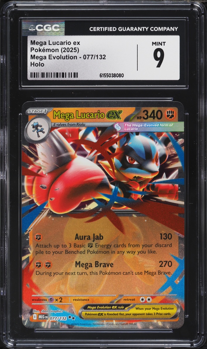 2025 Pokemon Mega Evolution Holo Mega Lucario EX #77 CGC 9 MINT