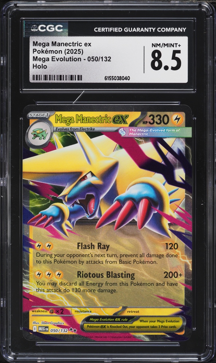 2025 Pokemon Mega Evolution Holo Mega Manectric EX #50 CGC 8.5 NM-MT+