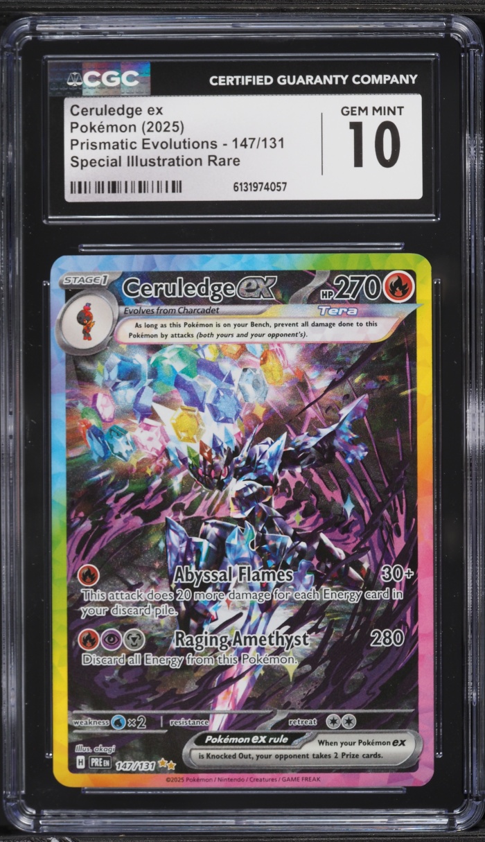 2025 Pokemon Scarlet & Violet Prismatic Evolutions SIR Ceruledge EX #147 CGC 10 GEM MINT