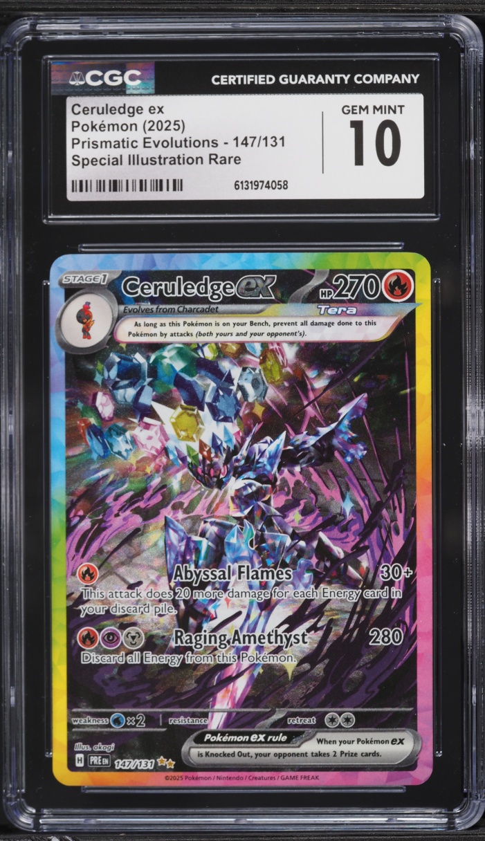 2025 Pokemon Scarlet & Violet Prismatic Evolutions SIR Ceruledge EX #147 CGC 10 GEM MINT