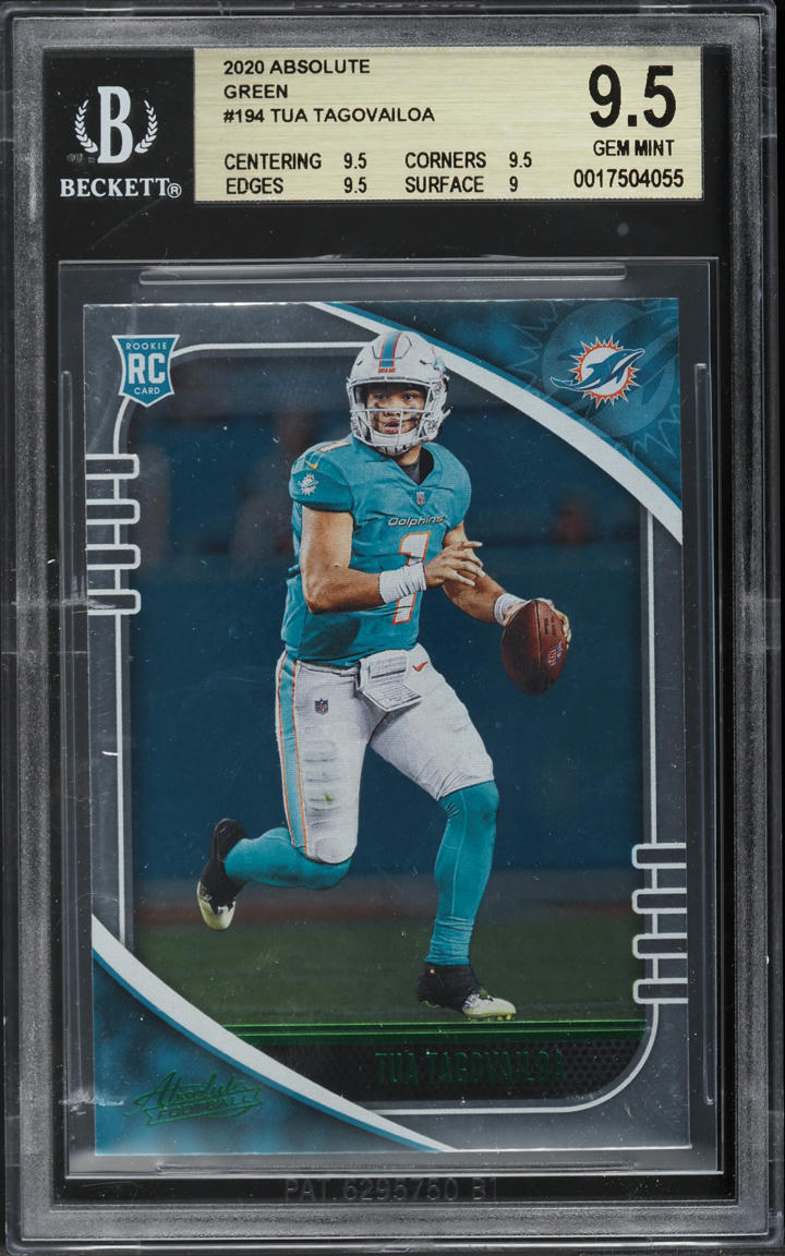 2020 Absolute Green Tua Tagovailoa ROOKIE #194 BGS 9.5 GEM MINT