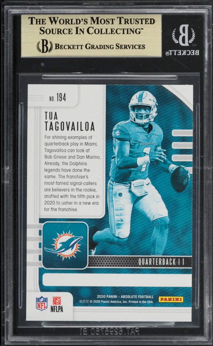 2020 Absolute Green Tua Tagovailoa ROOKIE #194 BGS 9.5 GEM MINT