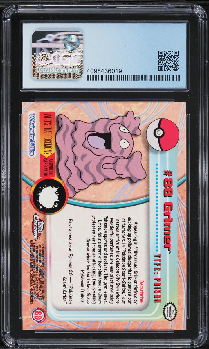 2000 Topps Chrome Pokemon Series 2 Chrome Grimer #88 CGC 10 PRISTINE
