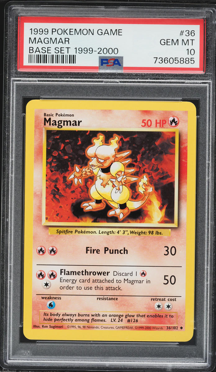 1999 Pokemon Base Set Magmar #36 PSA 10 GEM MINT