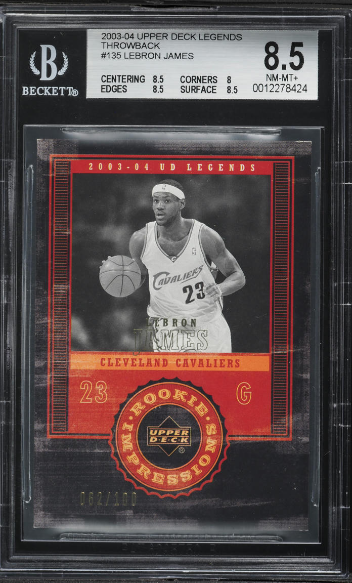 2003 Upper Deck Legends Throwback LeBron James ROOKIE /100 #135 BGS 8.5 NM-MT+