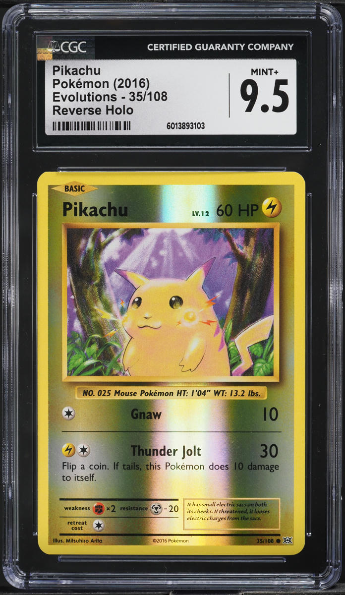 2016 Pokemon XY Evolutions Reverse Holo Pikachu #35 CGC 9.5 MINT+