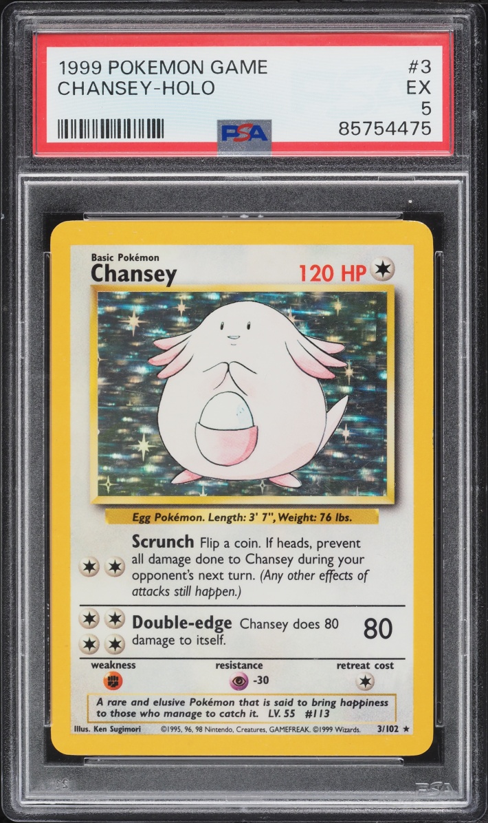1999 Pokemon Base Set Holo Chansey #3 PSA 5 EX