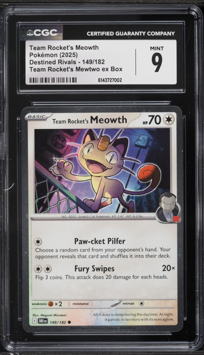 2025 Pokemon Scarlet & Violet Promo Destined Rivals Team Rocket's Meowth #149 CGC 9 MINT