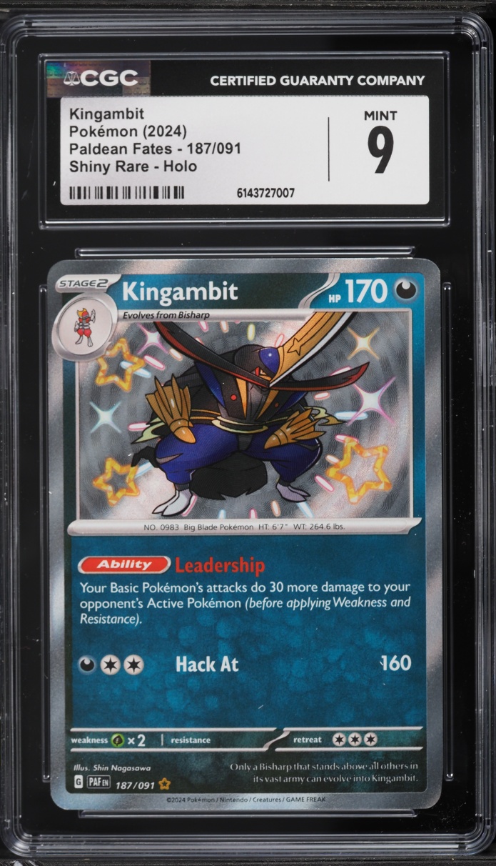 2024 Pokemon Scarlet & Violet Paldean Fates Shiny Kingambit #187 CGC 9 MINT