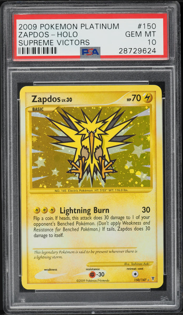 2009 Pokemon Platinum Supreme Victors Holo Zapdos #150 PSA 10 GEM MINT