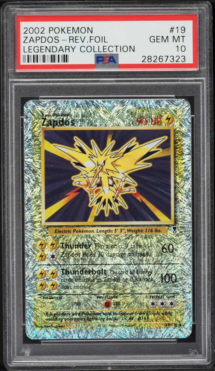 2002 Pokemon Legendary Collection Reverse Foil Zapdos #19 PSA 10 GEM MINT