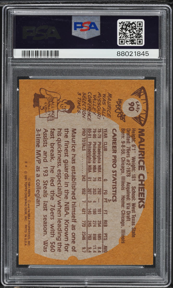 1981 Topps Basketball Maurice Cheeks EAST #90 PSA 10 GEM MINT