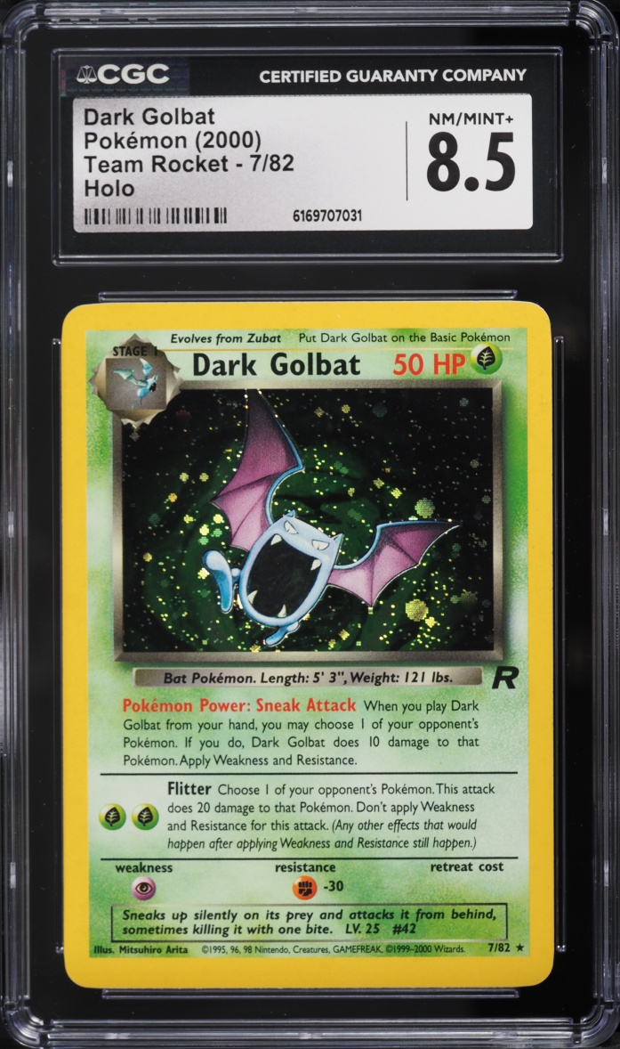 2000 Pokemon Team Rocket Holo Dark Golbat #7 CGC 8.5 NM-MT+