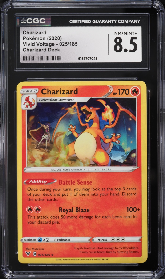 2020 Pokemon Sword & Shield Vivid Voltage Cracked Ice Holo Charizard #25 CGC 8.5 NM-MT+