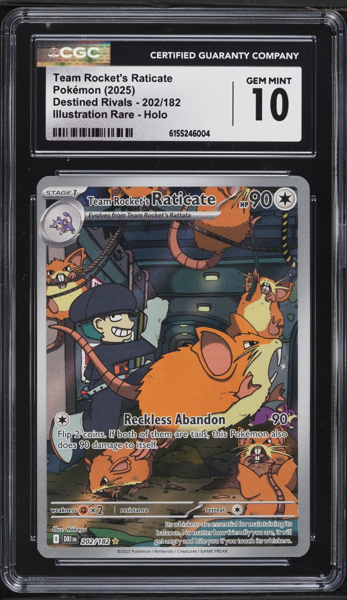 2025 Pokemon Scarlet & Violet Destined Rivals IR Team Rocket's Raticate #202 CGC 10 GEM MINT